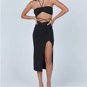 Princess Polly Briahna Knit Skirt with Slit and Tie Accessories